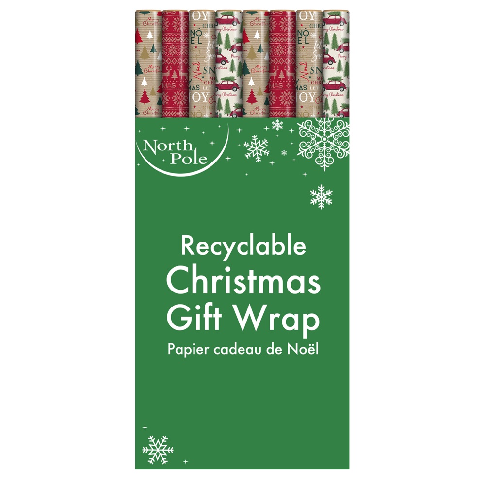 Christmas 4m Sim Kraft Gift Wrap - Click Image to Close
