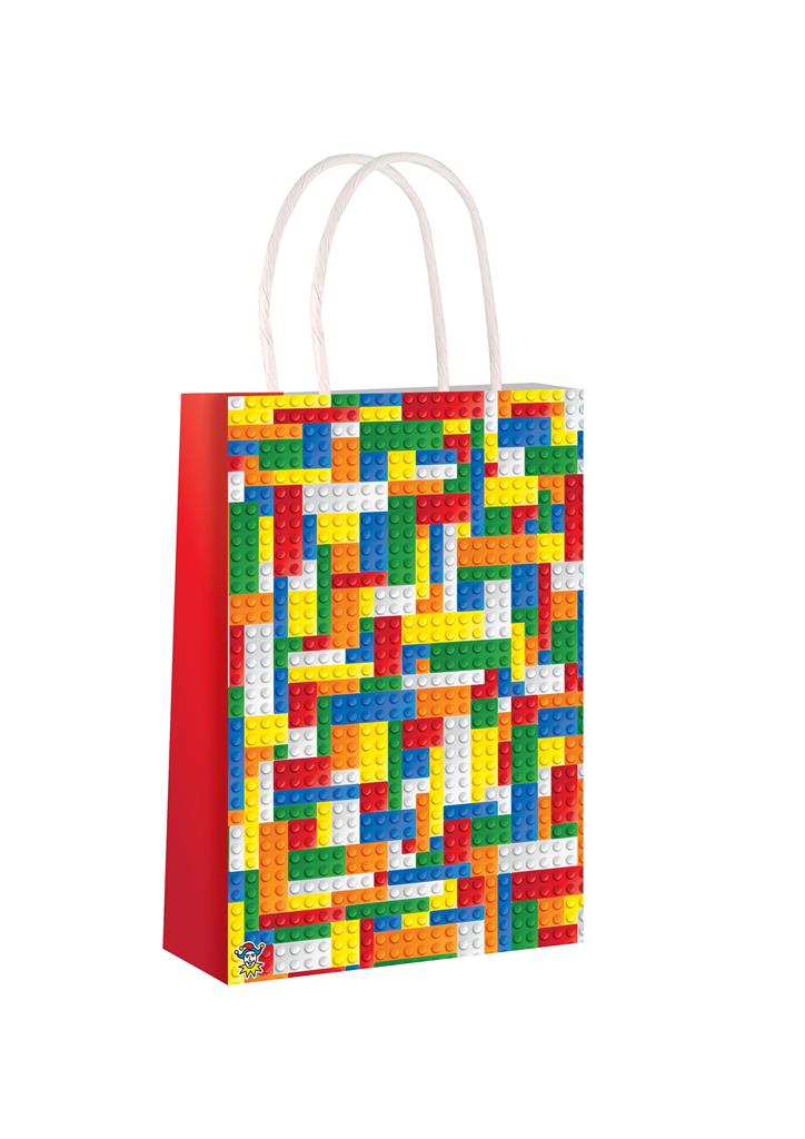 Brickz Paper Party Bag With Handles 14cm X 21 cm X 7cm - Click Image to Close