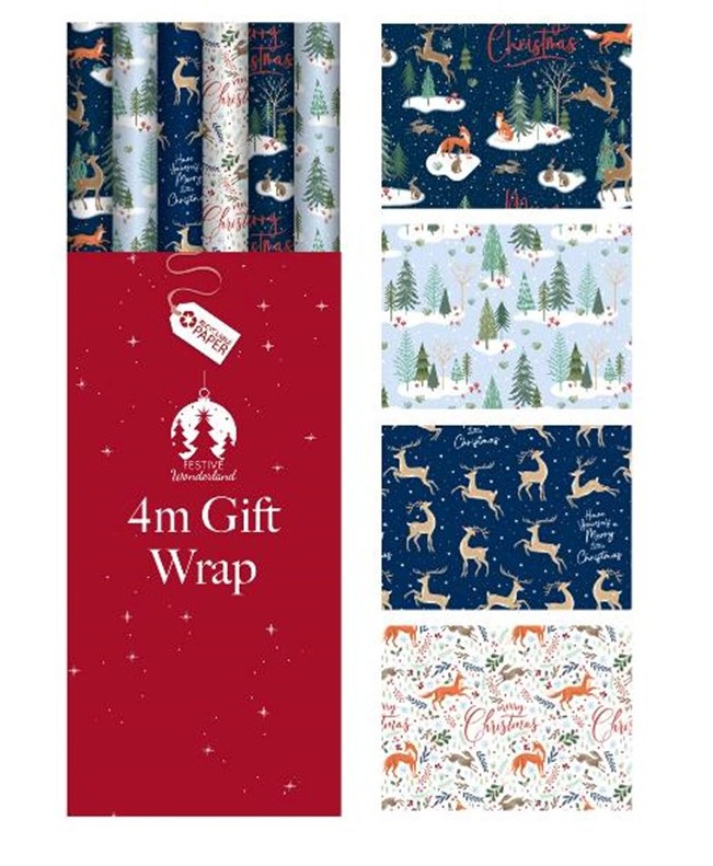Christmas Gift Wrap 4M Country Woodland - Click Image to Close