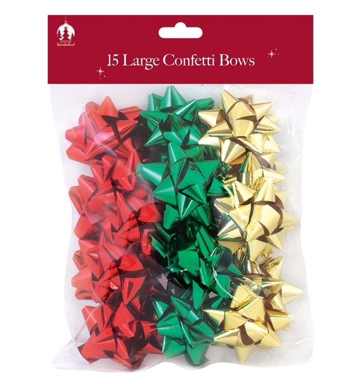 Bows XMAS 15 Large Confetti Trad - Click Image to Close