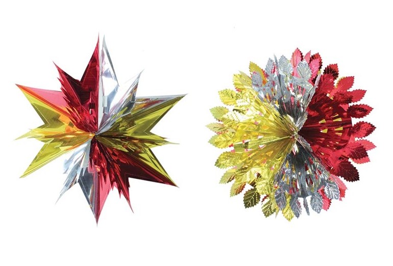 Christmas Home Decs Foil Starburst / Snowball - Click Image to Close