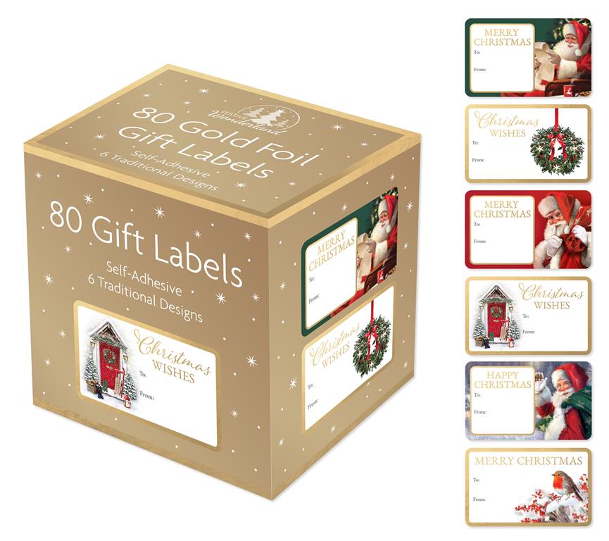 Christmas 80 Traditional Gift Labels - Click Image to Close