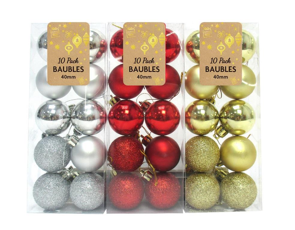 Baubles 10 Pack 40mm - Click Image to Close