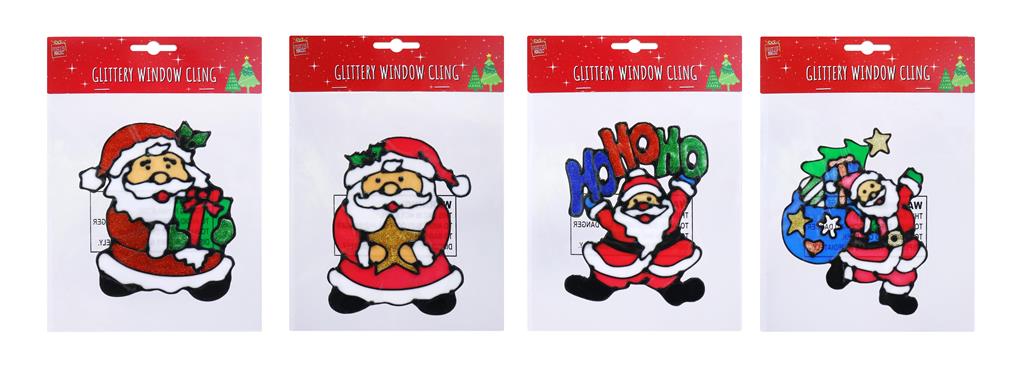 Santa Window Sticker 18cm Glitter - Click Image to Close