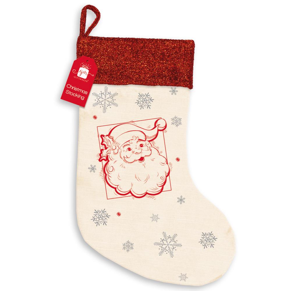 Christmas Santa Stocking Canvas / Glitter (Stocking Only) - Click Image to Close