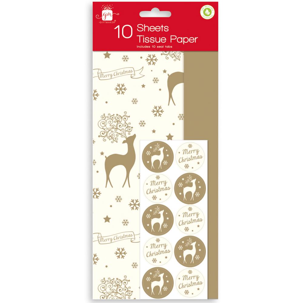 Christmas Tissue Paper Stag 10Sheet - Click Image to Close