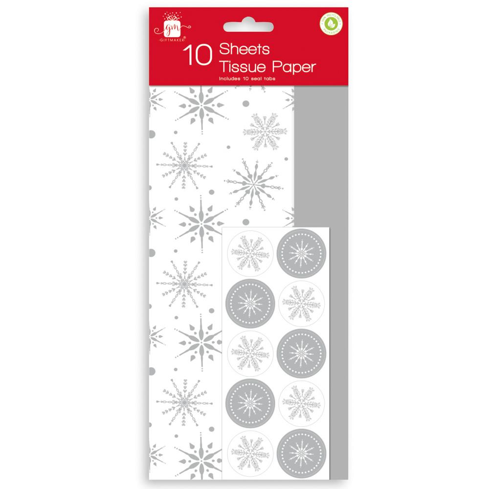 Christmas Tissue Paper Silver 10 Sheet - Click Image to Close