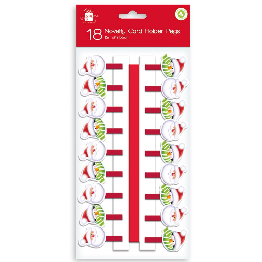 Novelty Christmas Card Holder Pegs Pack Of 18 - Click Image to Close