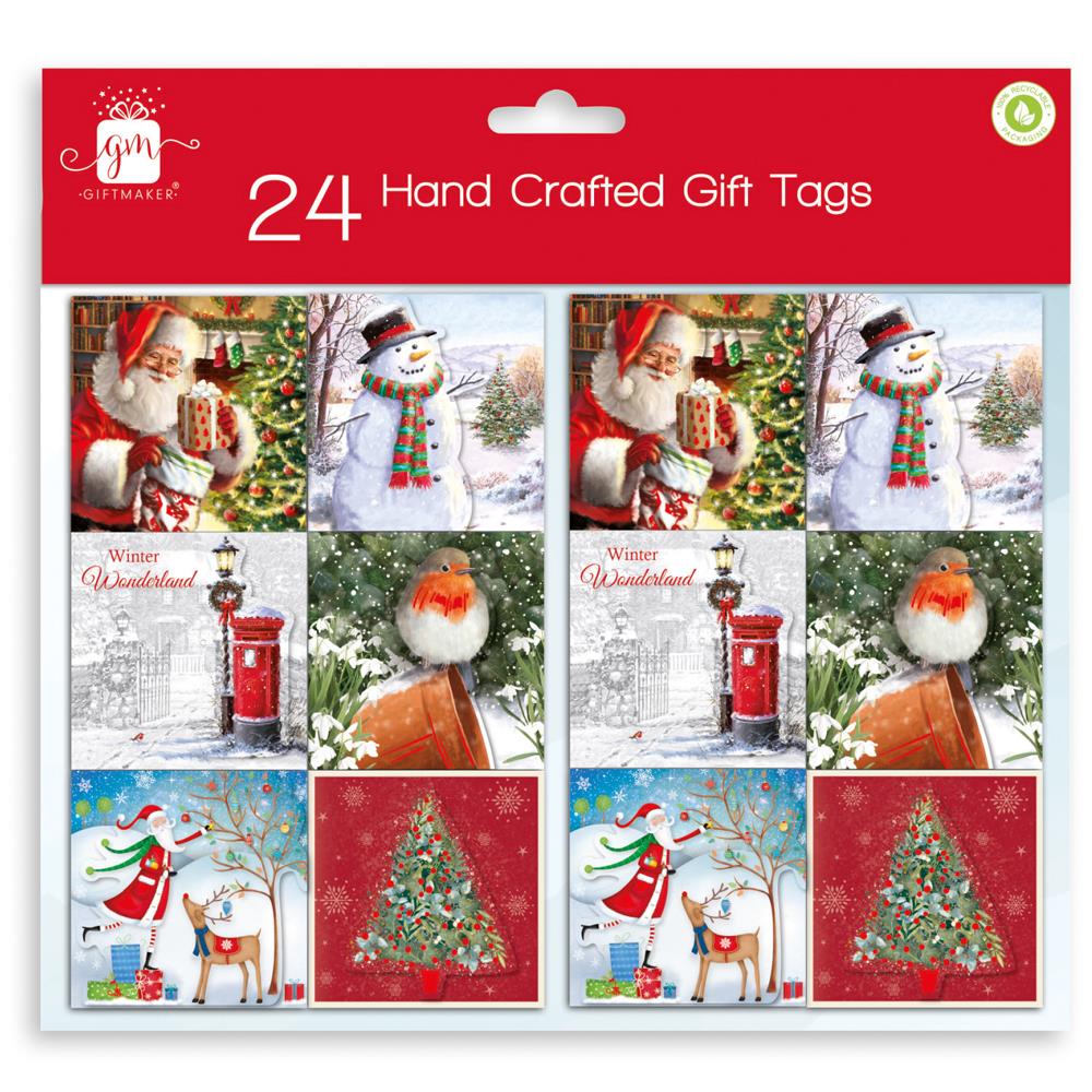 Christmas 24 Pack Hand Crafted Traditional Tag - Click Image to Close