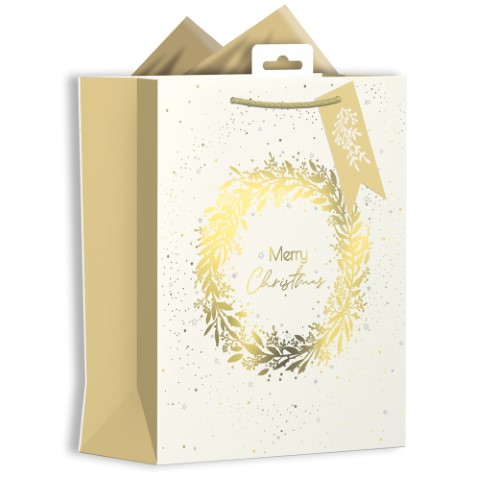 Gold & Cream Wreath Medium Bag - Click Image to Close