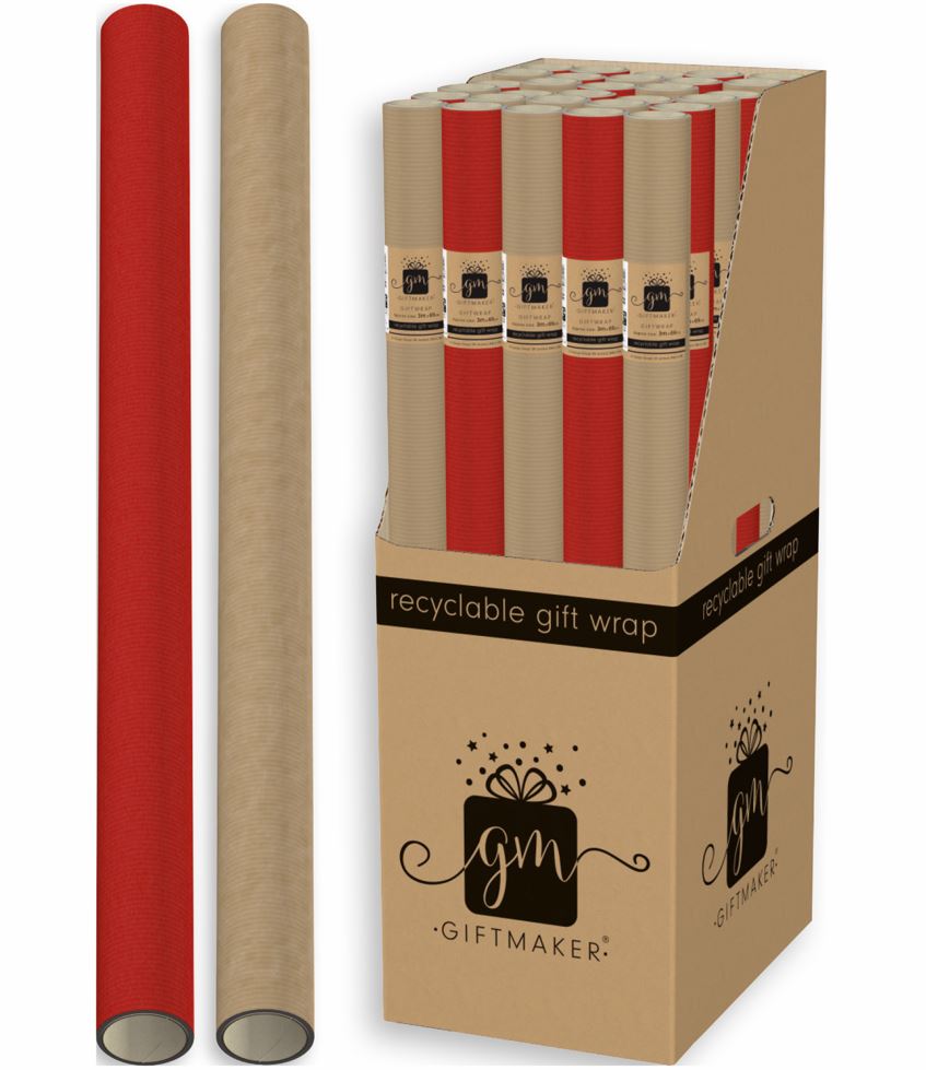 3M Wrap Red & Natural Ribbed Kraft - Click Image to Close