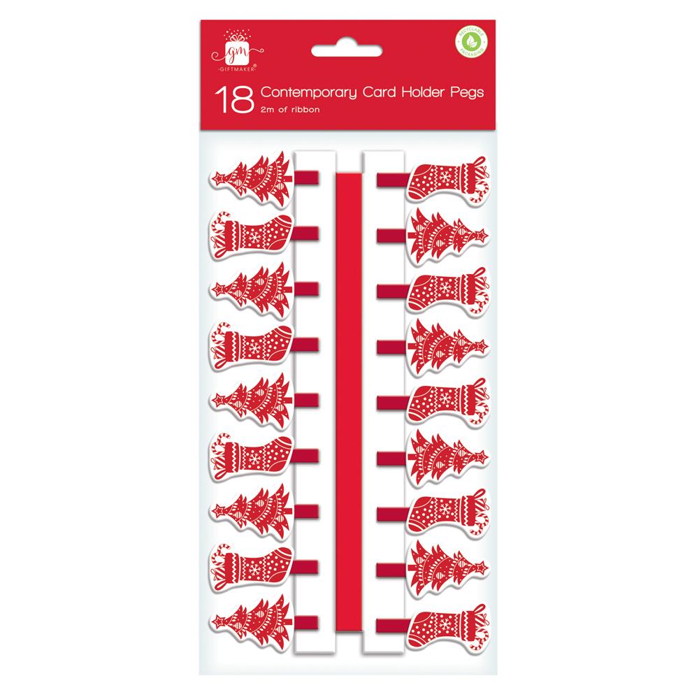 Christmas Contemp Peg Holders 18 Pack - Click Image to Close