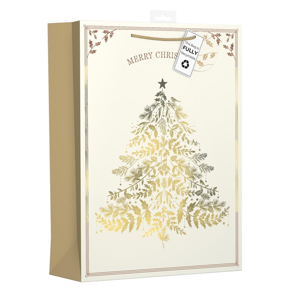 Christmas Gold & Cream Tree Ex Large Bag - Click Image to Close