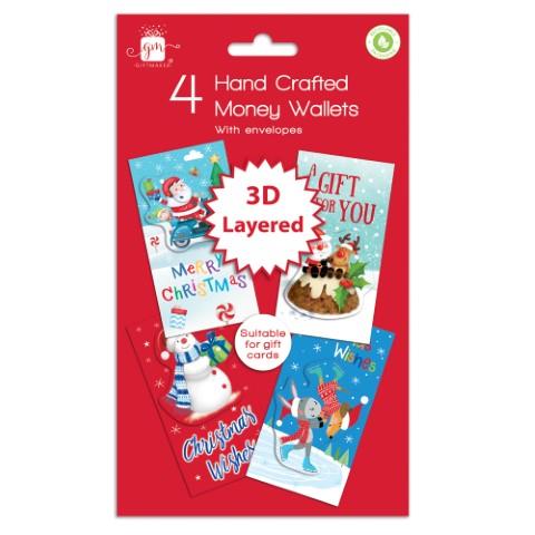 Christmas Hand Craft Cute Money Wallets 4 Pack - Click Image to Close