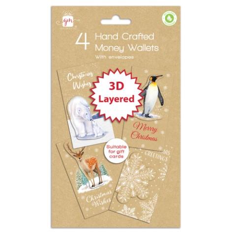 Christmas Hand Craft Contemp Money Wallets 4 Pack - Click Image to Close