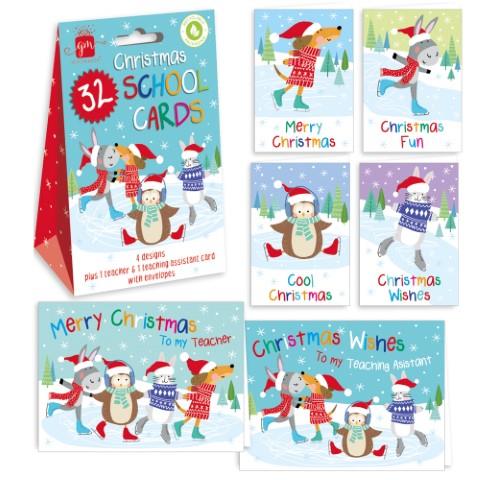 Christmas School Pack Cute Skaters Pack Of 32 - Click Image to Close
