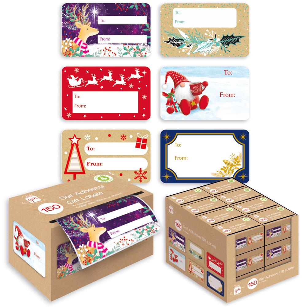 Christmas Contemporary Label Pack Of 150 - Click Image to Close