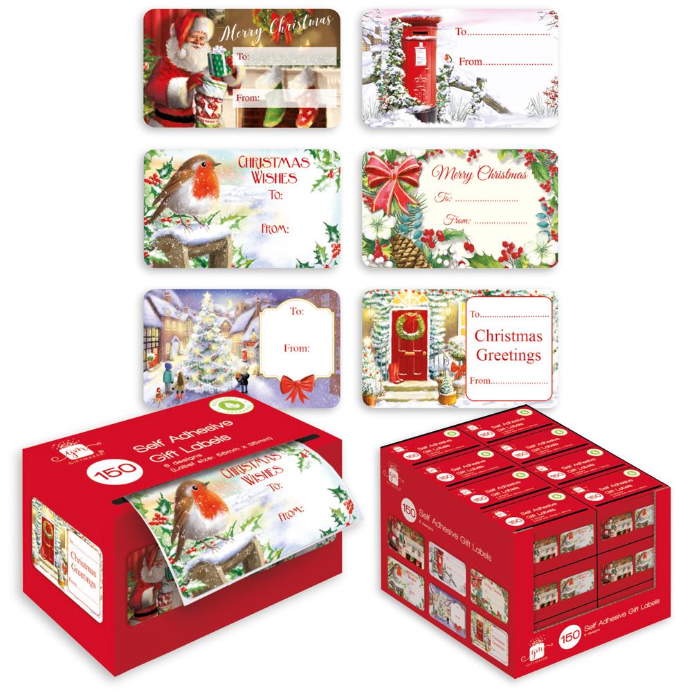 Christmas Santa Traditional Label Label Pack Of 150 - Click Image to Close
