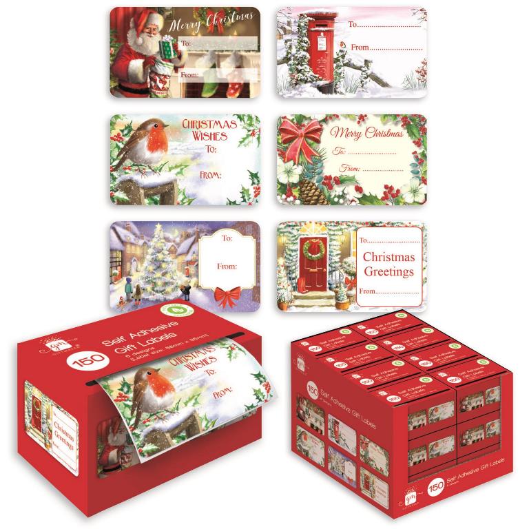 Christmas Santa Traditional Label Label Pack Of 150 - Click Image to Close