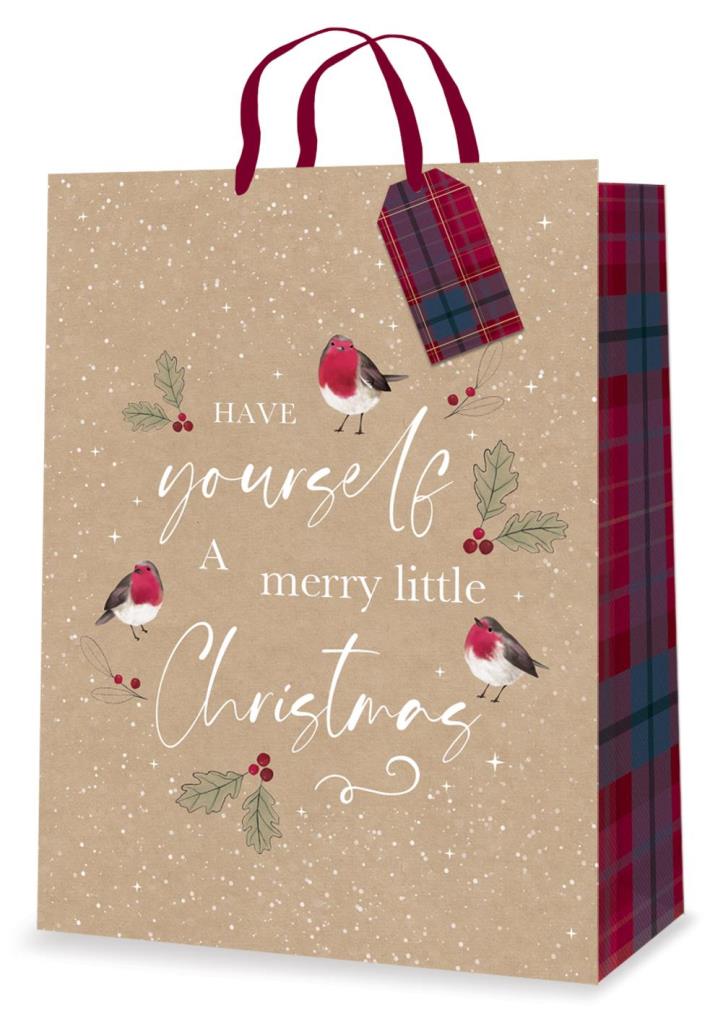 Gift Bag Christmas Kraft Text Extra Large ( 32 X 44 X 11cm) - Click Image to Close