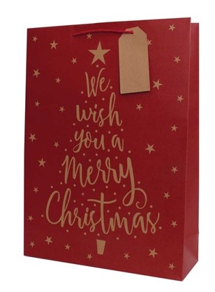 Christmas Gift Bag Christmas Kraft Text Tree Ex Large ( 32 X 44 - Click Image to Close