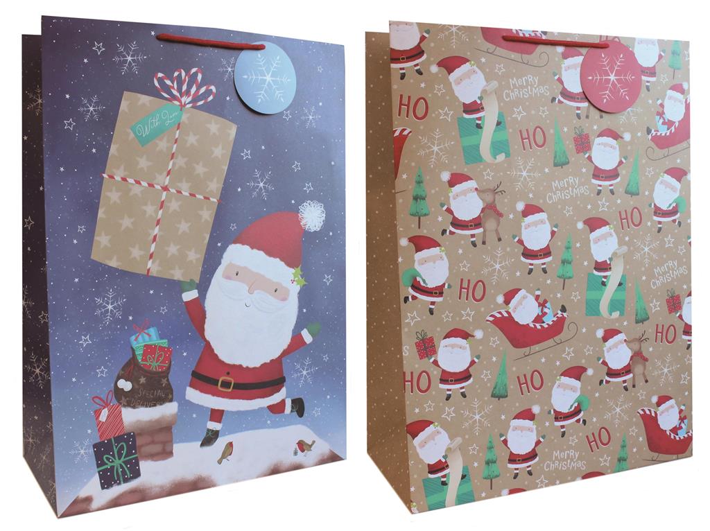 Gift Bag Christmas Santa/Santa Pattern Jumbo (40.5 X 55.8 X 20.5 - Click Image to Close