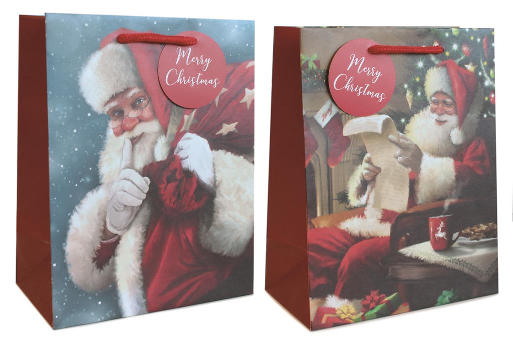 Gift Bag Christmas Trad Santas Medium ( 18 X 23 X 10cm ) - Click Image to Close