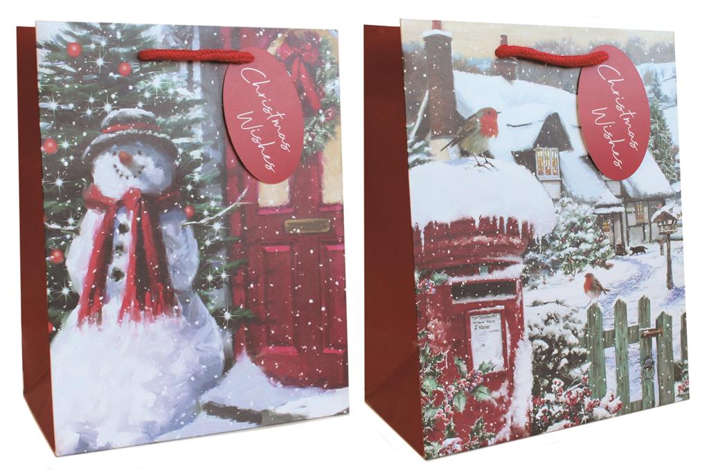 Gift Bag Christmas Trad Scenes Medium (18 X 23 X 10cm) - Click Image to Close