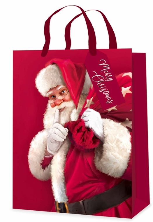 Gift Bag Christmas Traditional Santas Medium ( 18 X 23 X 10cm) - Click Image to Close