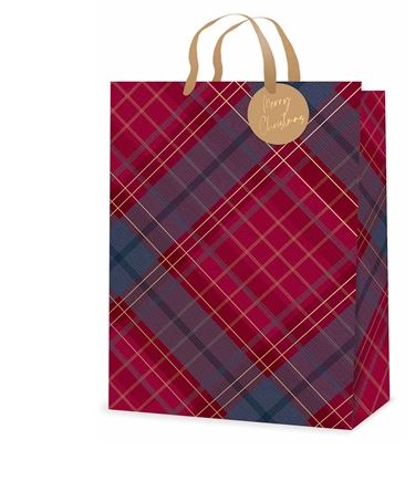 Gift Bag Christmas Tartan Ex Large ( 32 X 44 X 11cm) - Click Image to Close