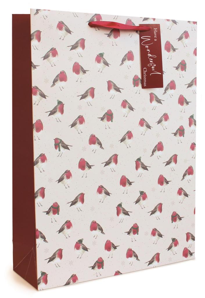 Christmas Gift Bag Robin Pattern Ex Large( 32 X 44 X11cm) - Click Image to Close