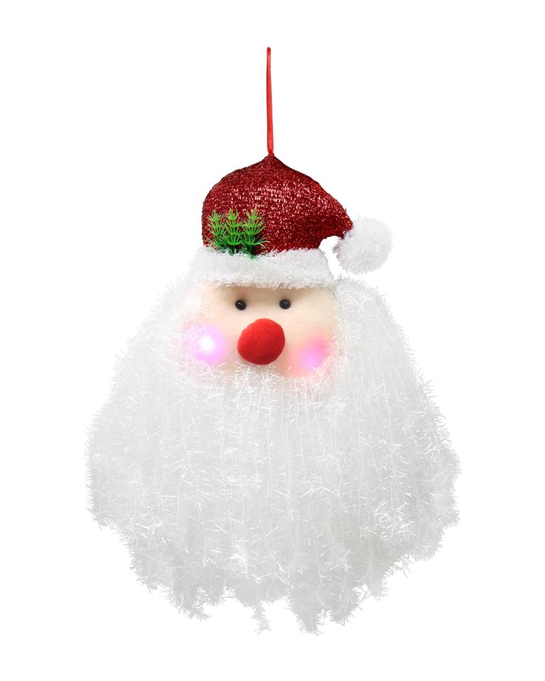 Light Up Tinsel Hanging Santa Face 50cm - Click Image to Close
