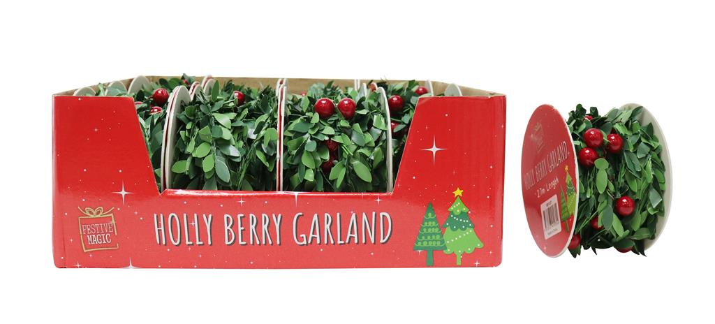 Holly Berries Garland 2.7M - Click Image to Close