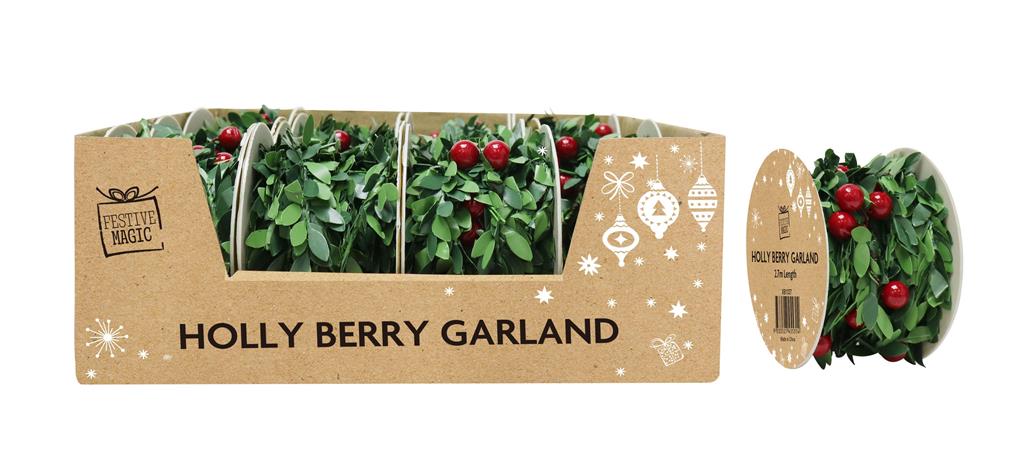 Holly Berries Garland 2.7M - Click Image to Close