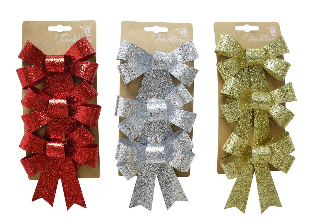 LUXURY GLITTER DELUXE BOW SMALL 3PCS - Click Image to Close