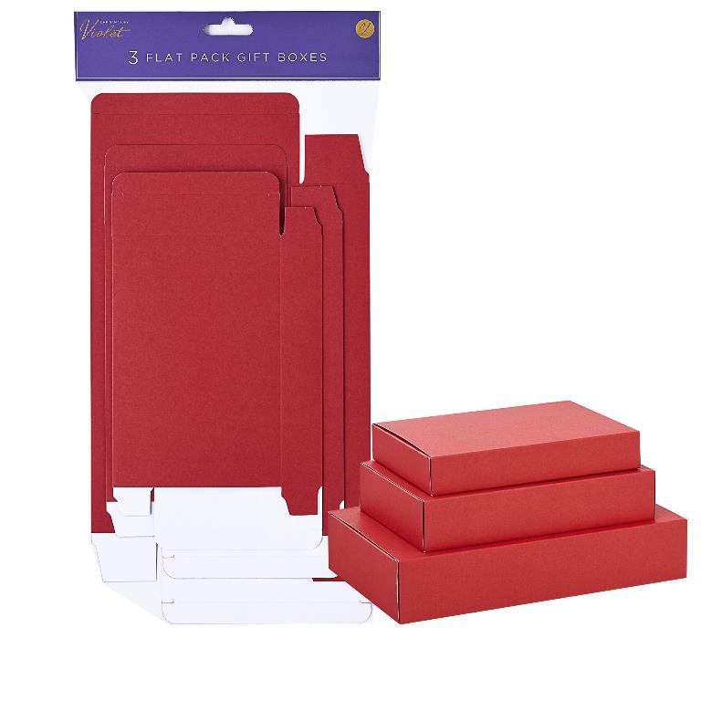 Red 3 Pack Flat Pack Box - Click Image to Close