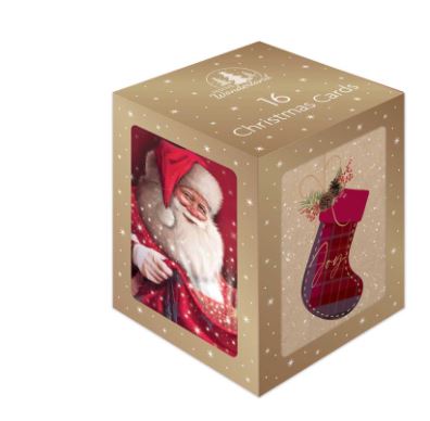 Christmas Cards - 16 Mini Cube - Tartan Santa - Click Image to Close