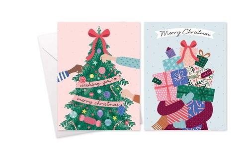 Christmas Tree & Presents Rectangle Christmas Cards - Click Image to Close