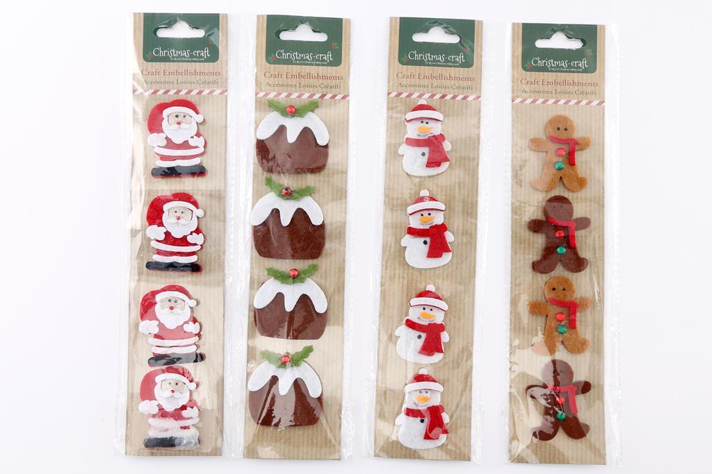 Pack Of 4 Christmas Embellishments - Click Image to Close