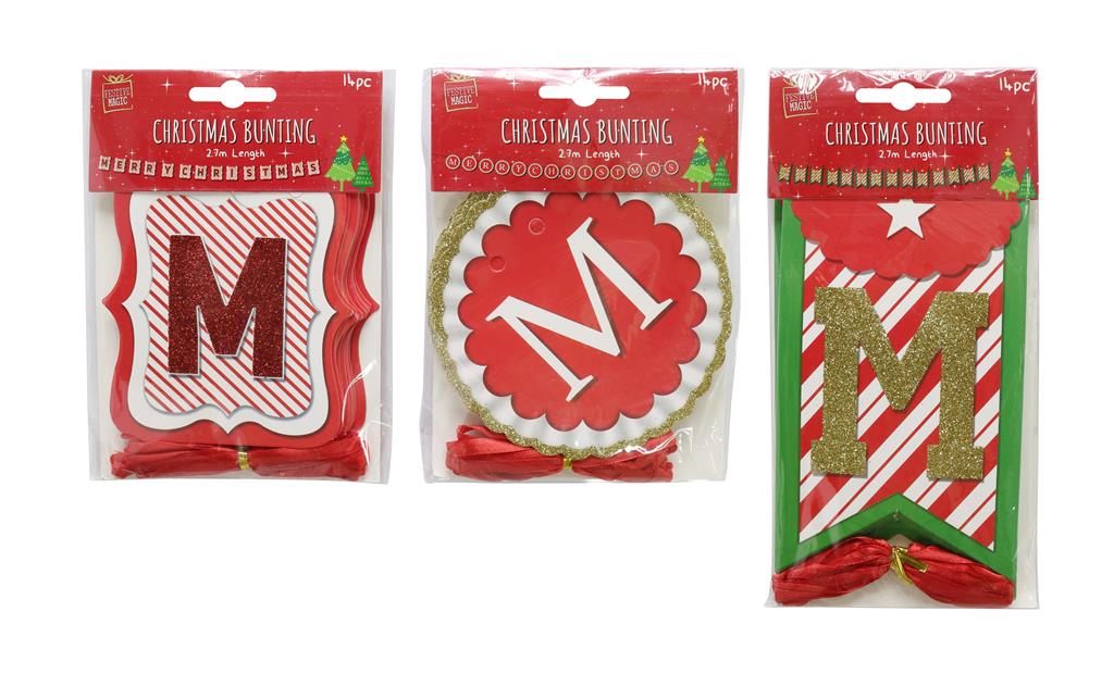 Merry Christmas Bunting 14 Pack 2.7M ( Assorted Designs ) - Click Image to Close