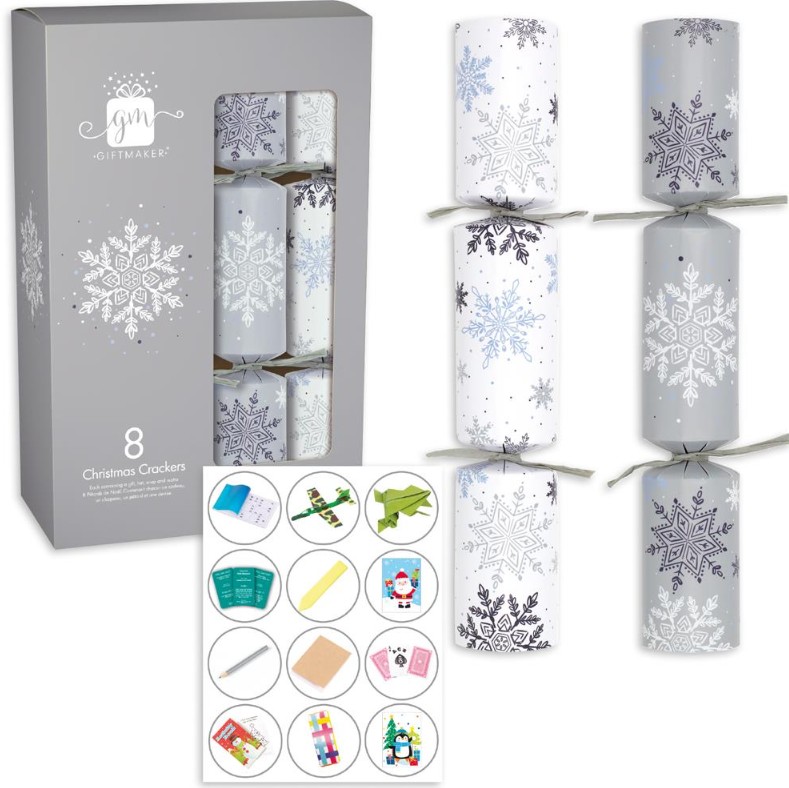 Christmas Crackers 12" X 8 Silver & White - Click Image to Close