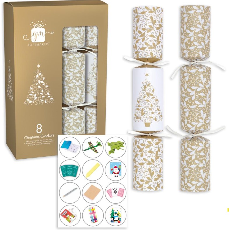 Christmas Crackers 12" X 8 Cream & Gold - Click Image to Close