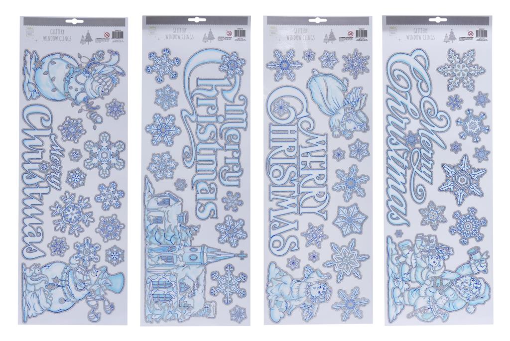 Window Cling Snow Glitter ( Assorted Designs ) - Click Image to Close
