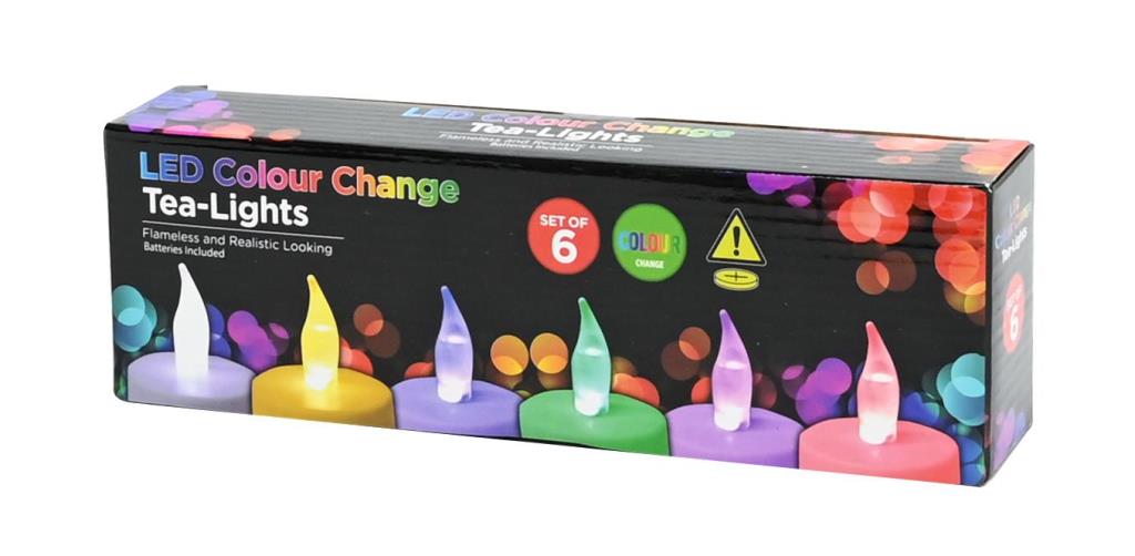 LED TEALIGHT CANDLE 6PC COLOUR CHANGE - Click Image to Close