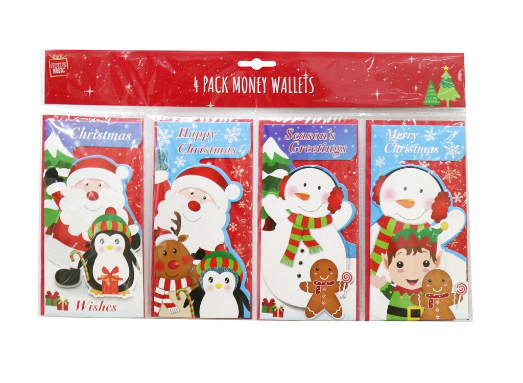 Money Wallets 4Pc Glitter - Click Image to Close