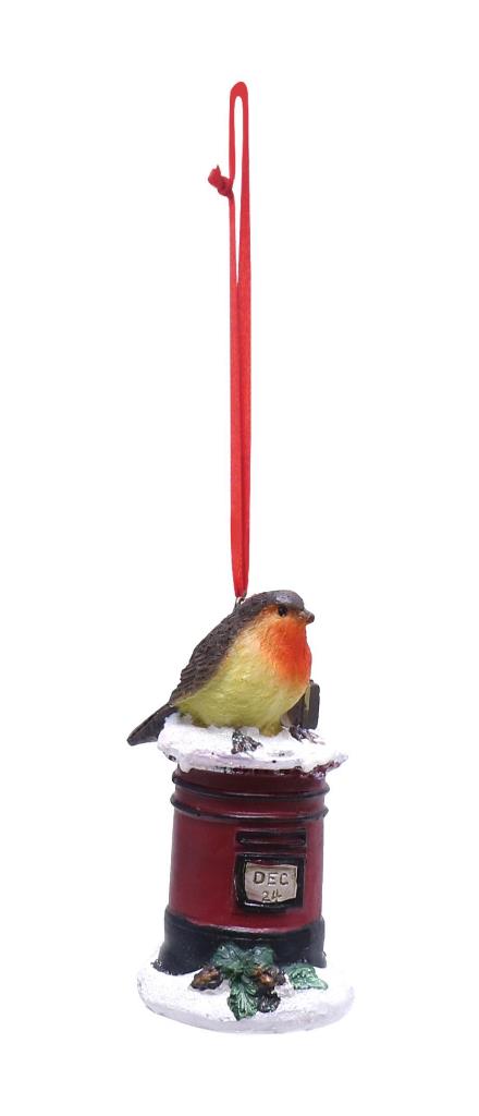 Hanging Deco Postbox With Robin - Click Image to Close