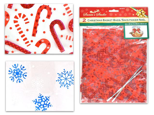 Christmas Cellophane For Hampers 2 Pack 22" x 25" x 8" - Click Image to Close