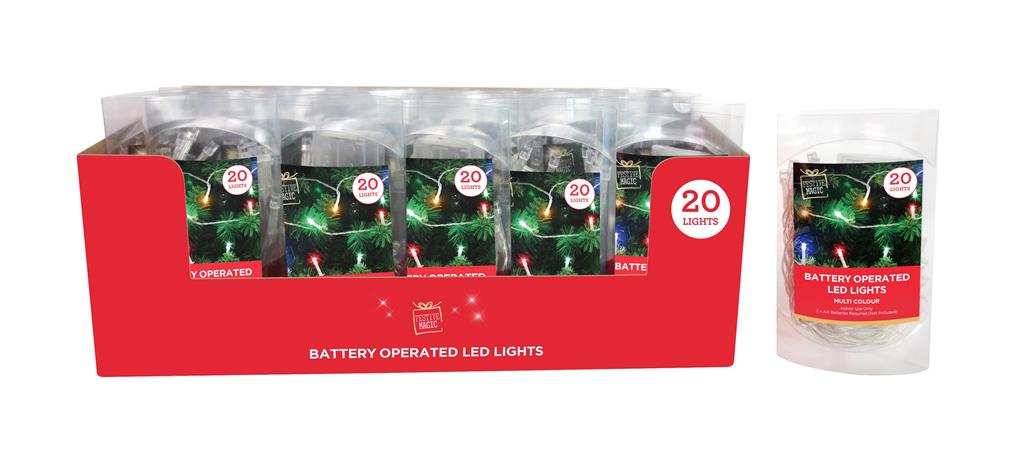 BATTERY OPERATED LED STRING LIGHTS 20 MULTI - Click Image to Close