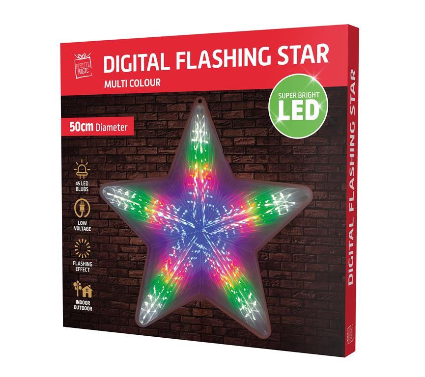 LED Digital Star Light 50cm Multicoloured - Click Image to Close