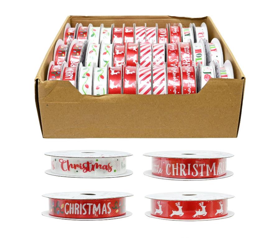 Christmas Ribbon 16Mmx2.7M Printed ( Assorted Designs ) - Click Image to Close